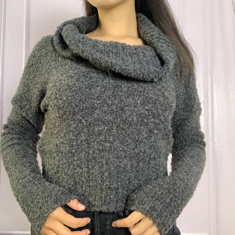 NWOT Mudd Charcoal Cowl-neck Sweater